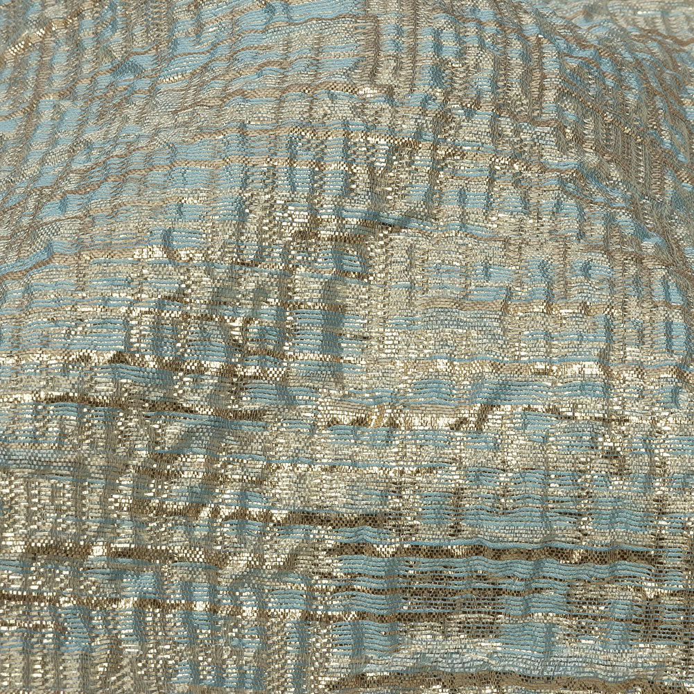 Metallic Gold, Pale Blue and Beige Crosshatched Lines Luxury Brocade - Joann Fabrics