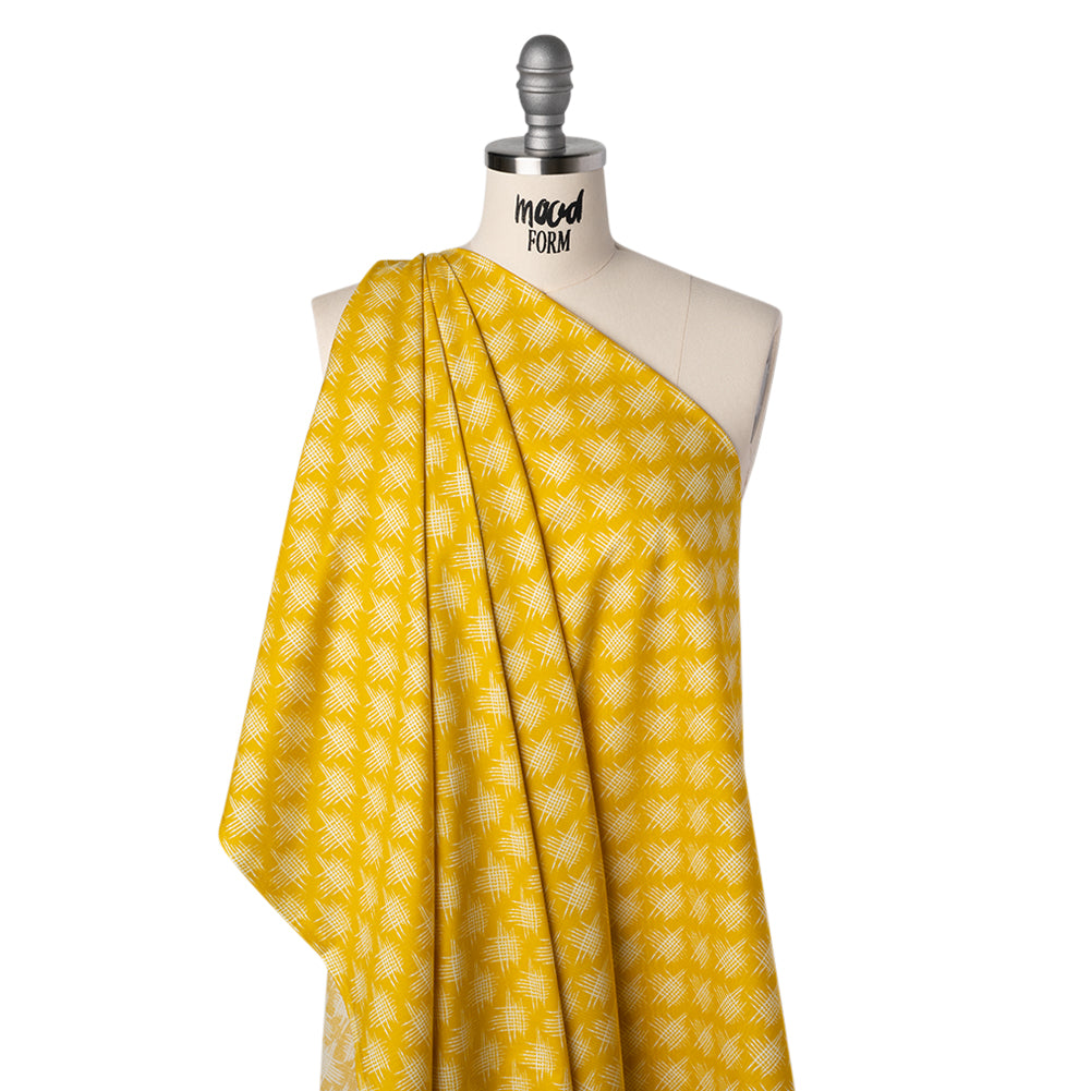 Printed Quilting Cotton by Heather Bailey for FIGO Studio - Lemon Woven Grid Lines- Pop Sugar Collection - Joann Fabrics