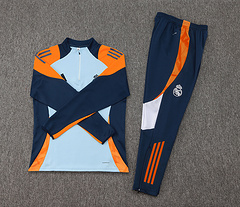 2024/2025 Real Madrid Baby Blue And Yellow Half-Pull Training Suit Football Shirt 1:1 Thai Quality Set