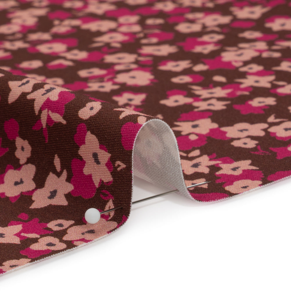 Stretch Cotton Twill Print - Brown and Pink Floral - Mood Exclusive Petals to Pick - Joann Fabrics