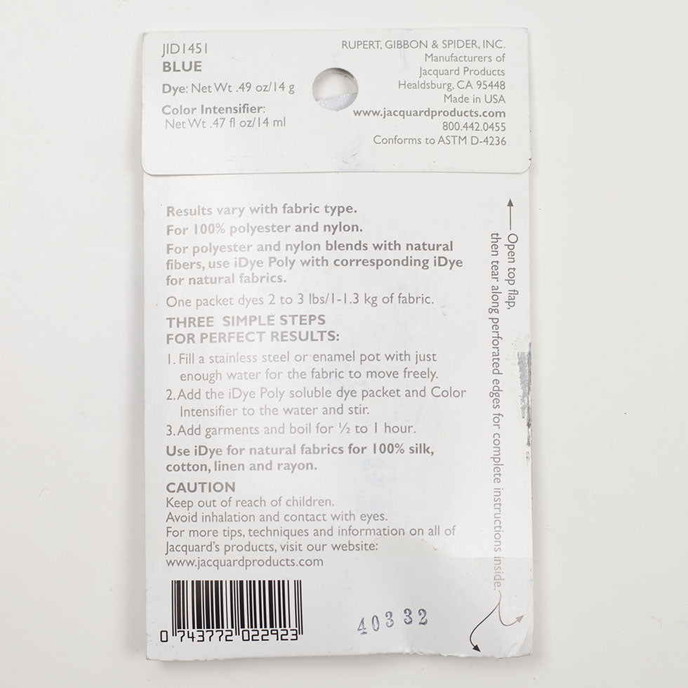Jacquard iDye Poly Synthetic Fabric Dye - 451 Blue - Joann Fabrics