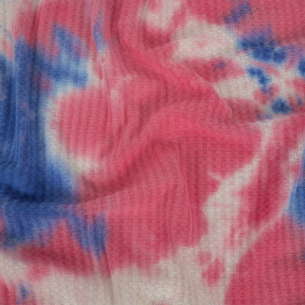 Pink, Blue and White Whisky Tie Dye Brushed Waffle Knit - Joann Fabrics