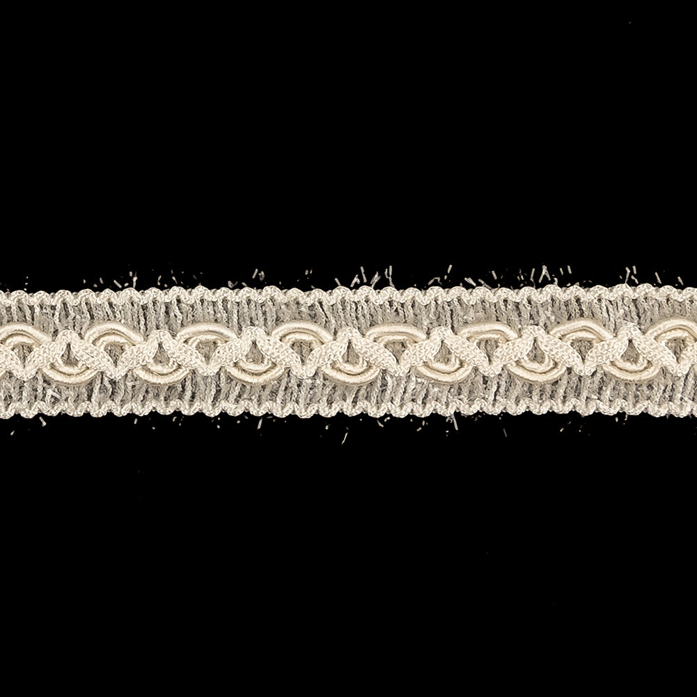 Papyrus and Clear Eyelash Fringe Braided Trim - 0.625