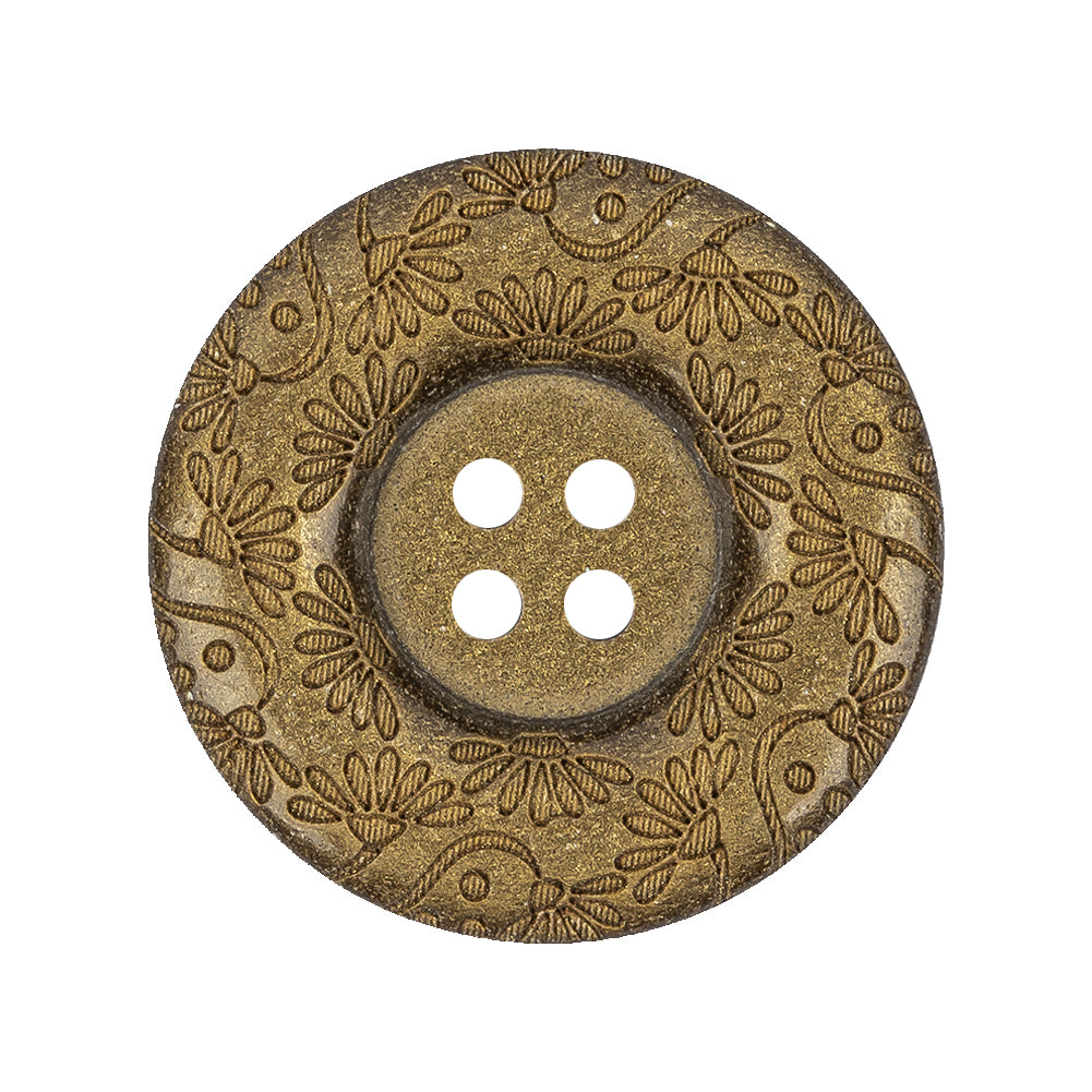 Gold Floral Iridescent Rolled Rim 4-Hole Nylon Button - 44L/28mm - Joann Fabrics