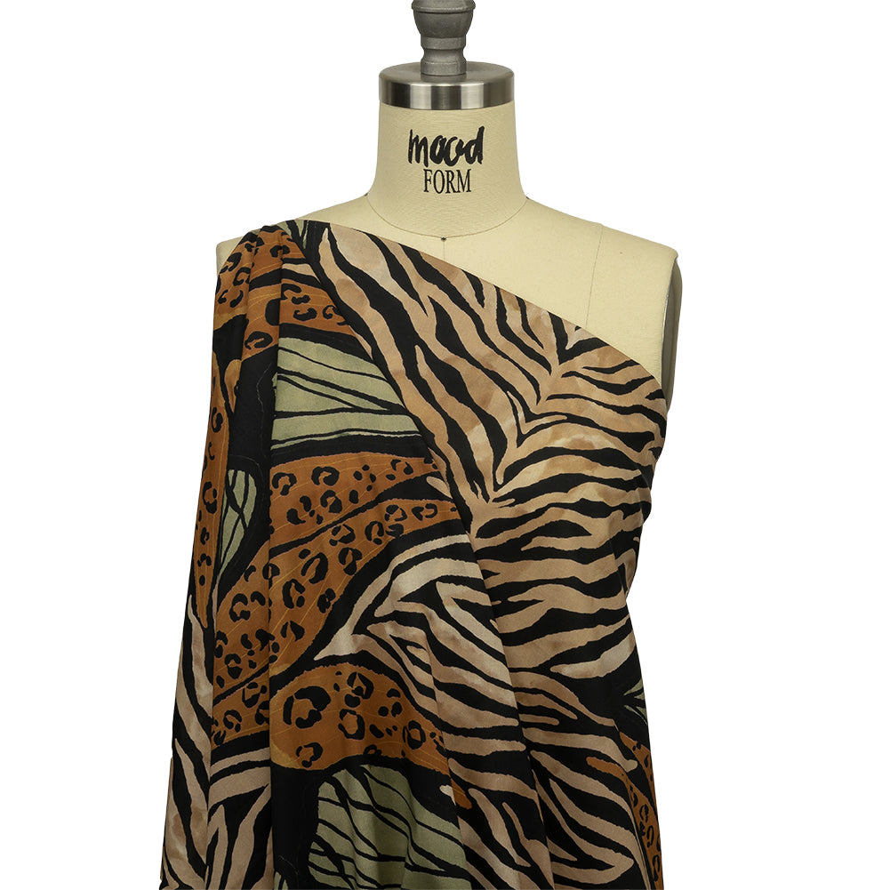 Cotton Voile - Beige and Black Wings and Tiger Stripes - Wild Wonders Print - Mood Exclusive Rockland Collection - Joann Fabrics