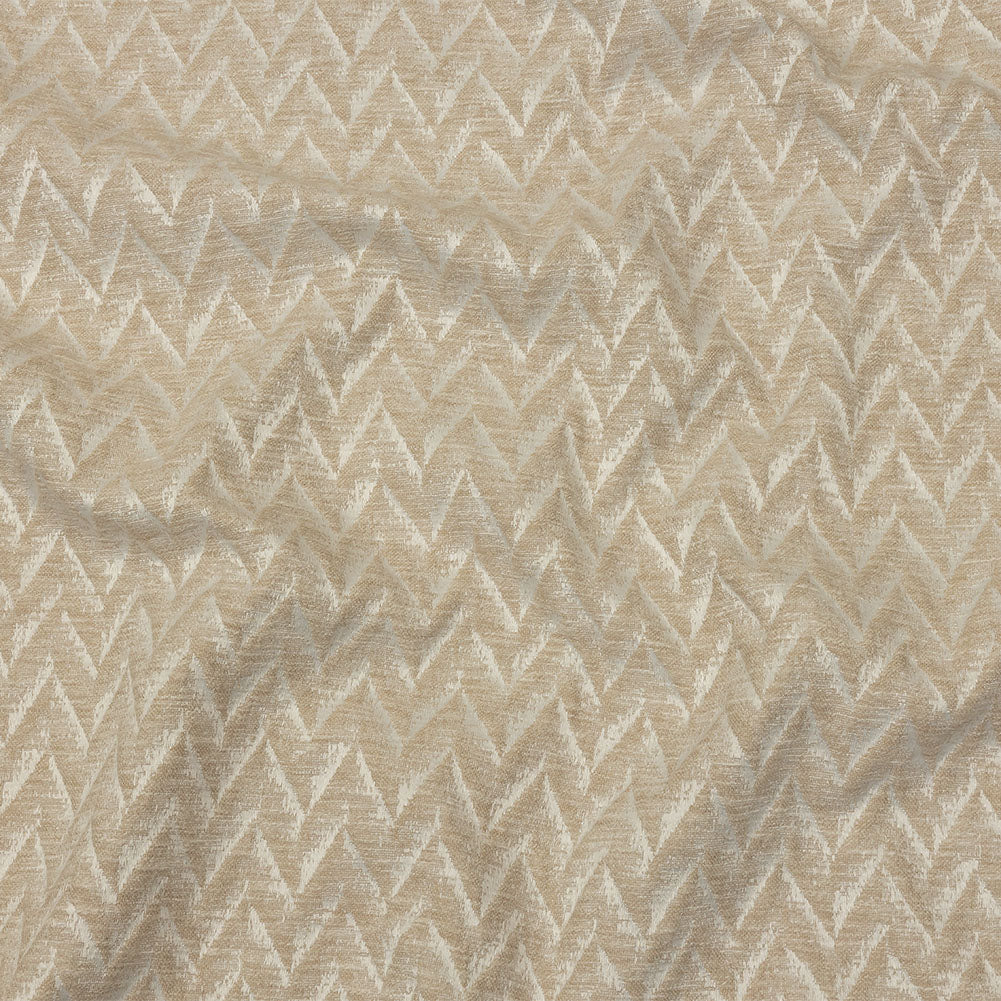 Cotton and Recycled Polyester Drapery Jacquard - Champagne Distressed Zig Zags - British Imported - Joann Fabrics