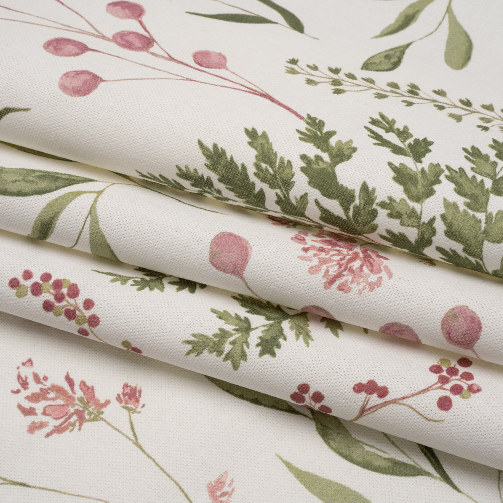 Printed Cotton Canvas - Peony Painted Wildflowers and Leaves - British Imported - Joann Fabrics