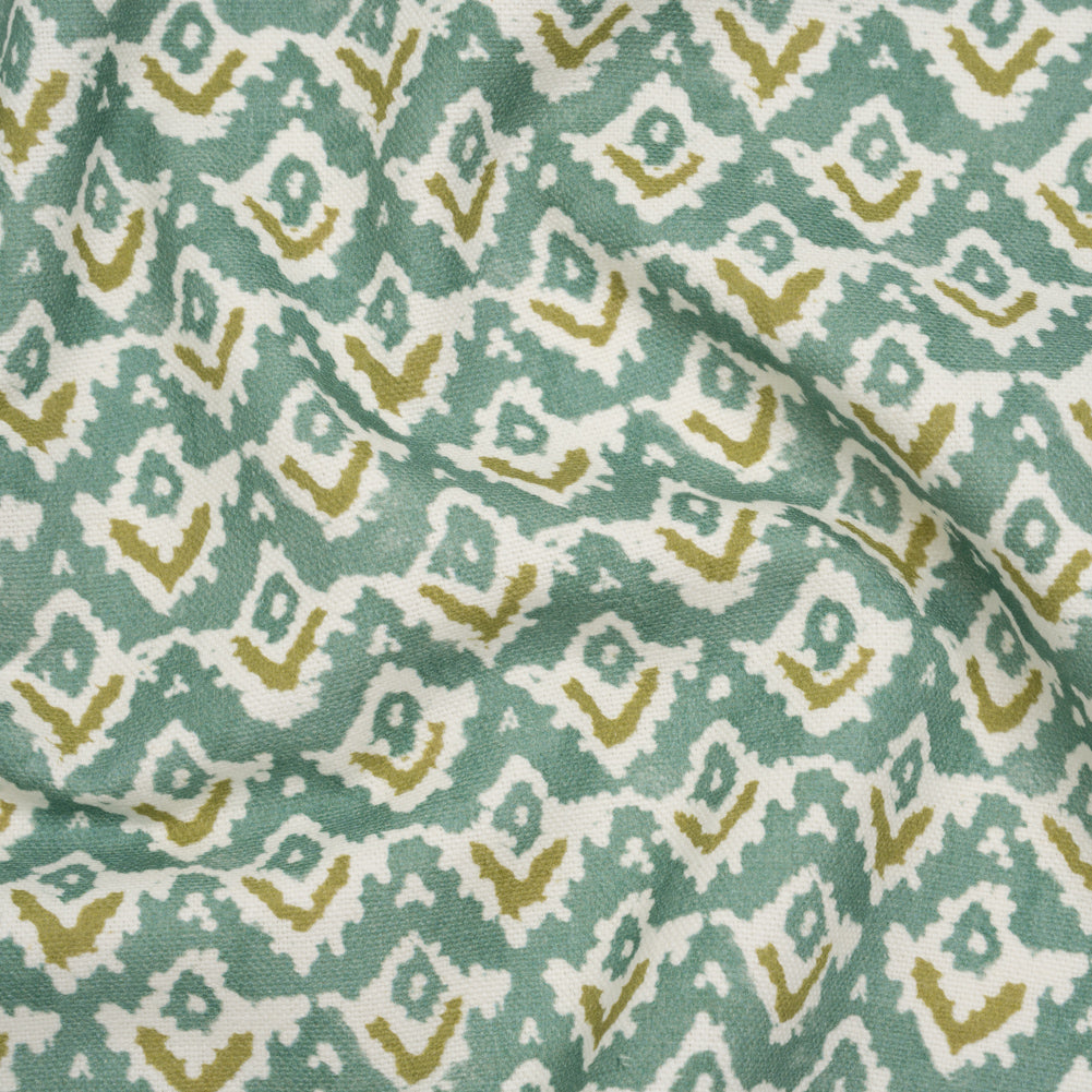 Cotton and Linen Canvas Print - Teal Rows of Diamonds - British Imported - Joann Fabrics