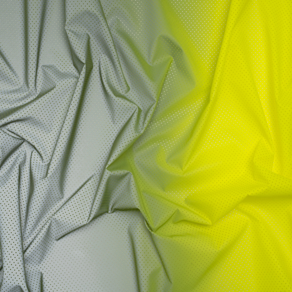 Perforated Reflective Fabric - Fluorescent Yellow and Silver Gray Ombre - Joann Fabrics