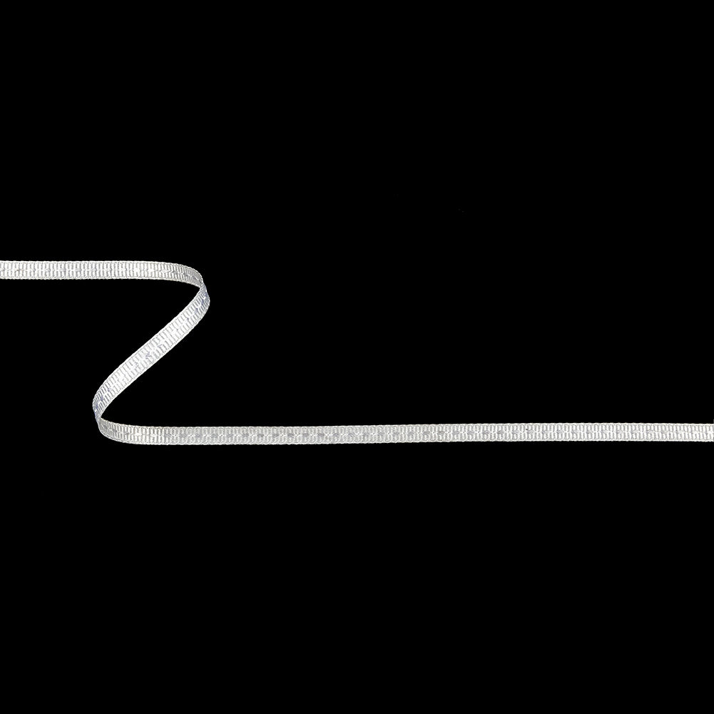 White Grosgrain Ribbon with Lucent White Stitching - 0.25