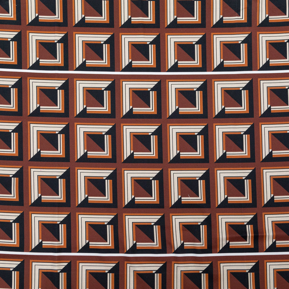 Stretch Cotton Sateen - Brown Geometric Squares - Corn Maze Print - Mood Exclusive Harvest Collection - Joann Fabrics