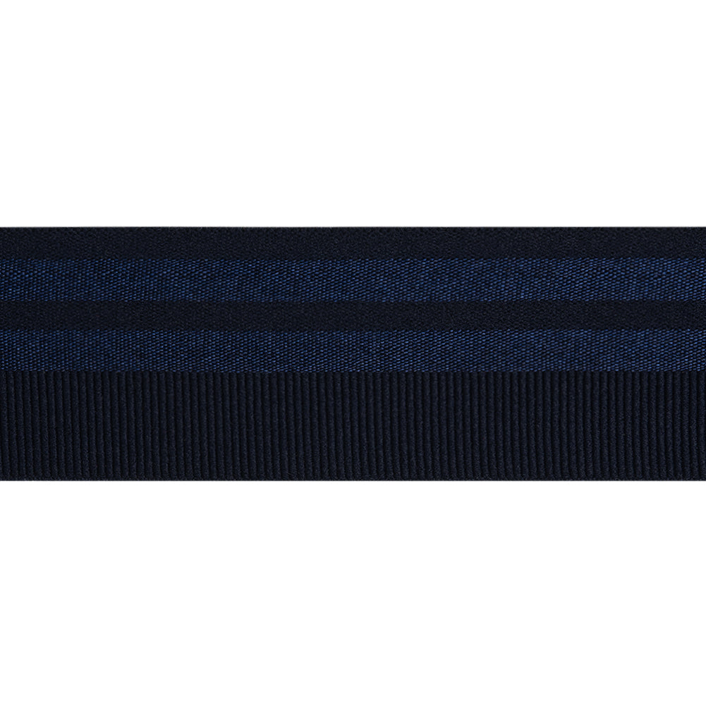 Nylon Elastic Trim with Satin Stripes and Ribbing Made in Italy - 1.625