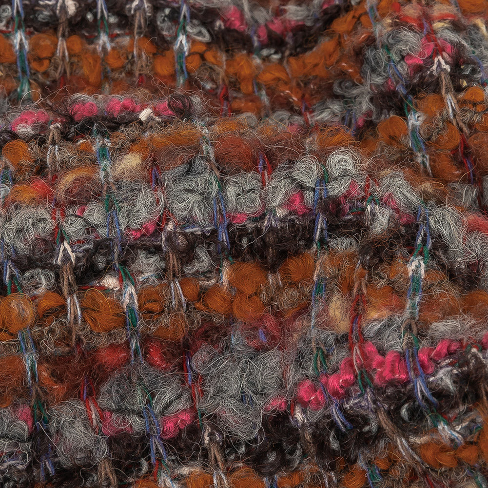 Italian Pumpkin, Drizzle, and Fandango Pink Striped Wool Boucle Knit - Joann Fabrics