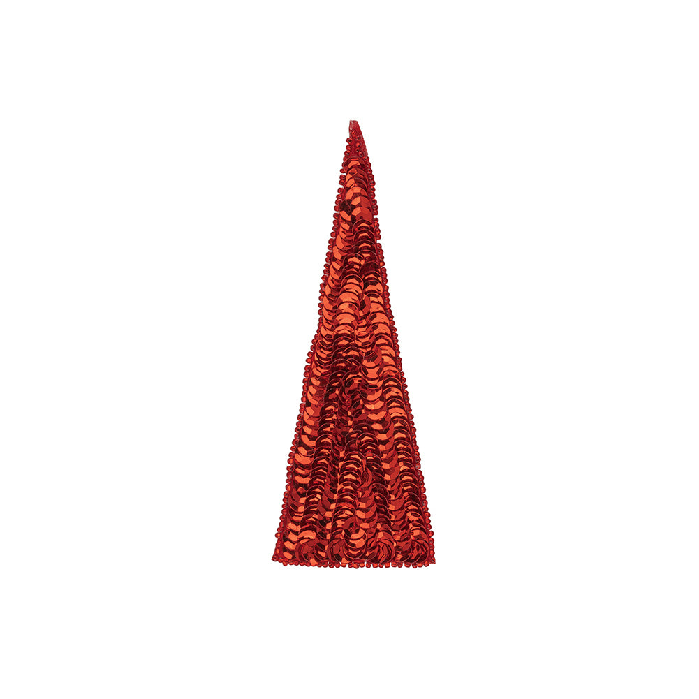 Vintage Ruby Red Sequins and Beads Triangle Applique - 4.875