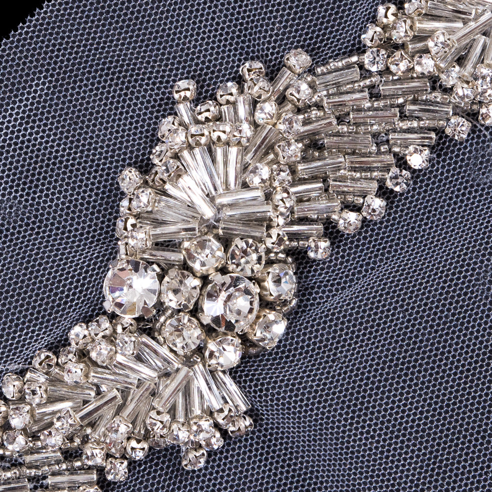 Silver Fancy Rhinestone Trim - 1.5