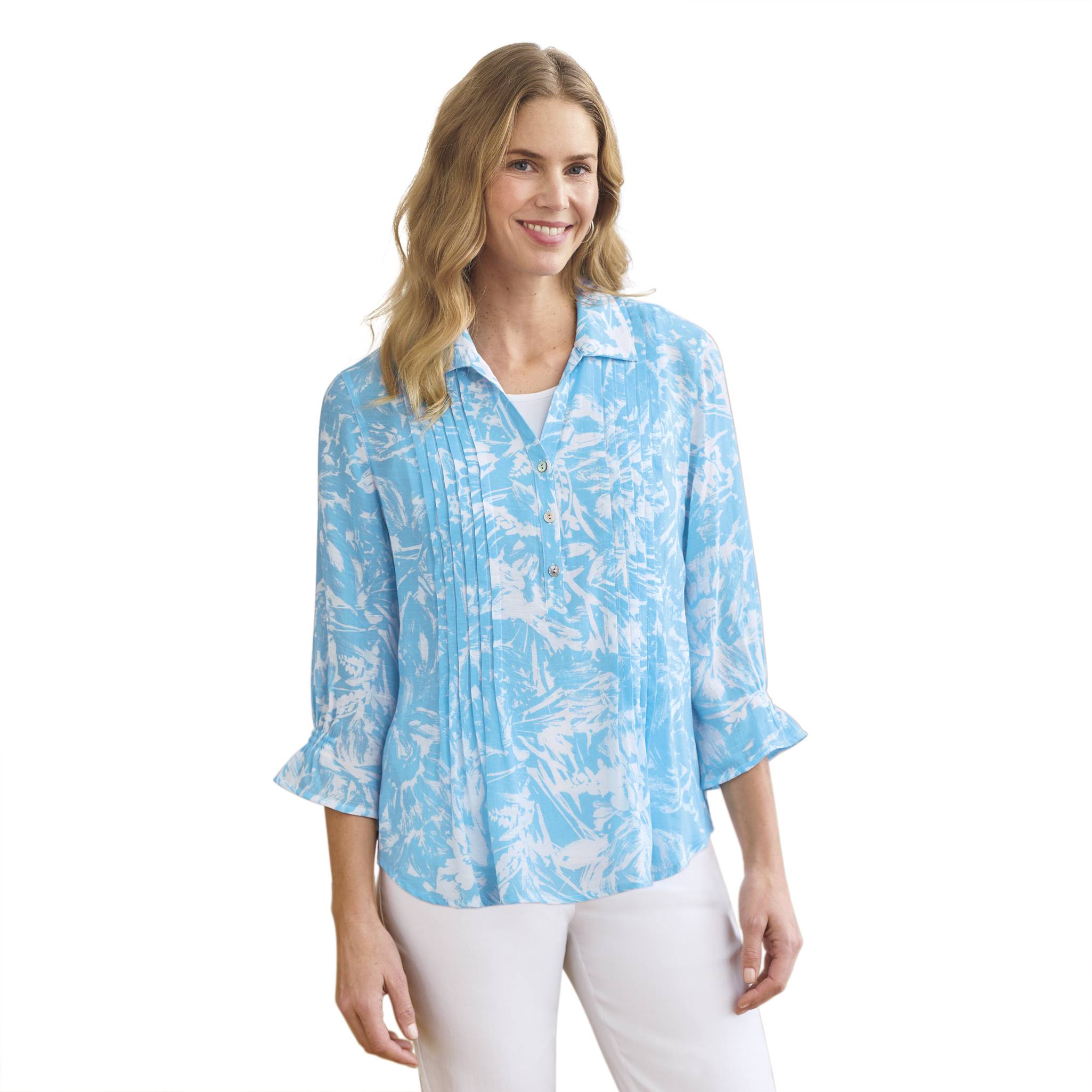 Pintuck Brush Stroke Floral Popover - Northstyle Catalog
