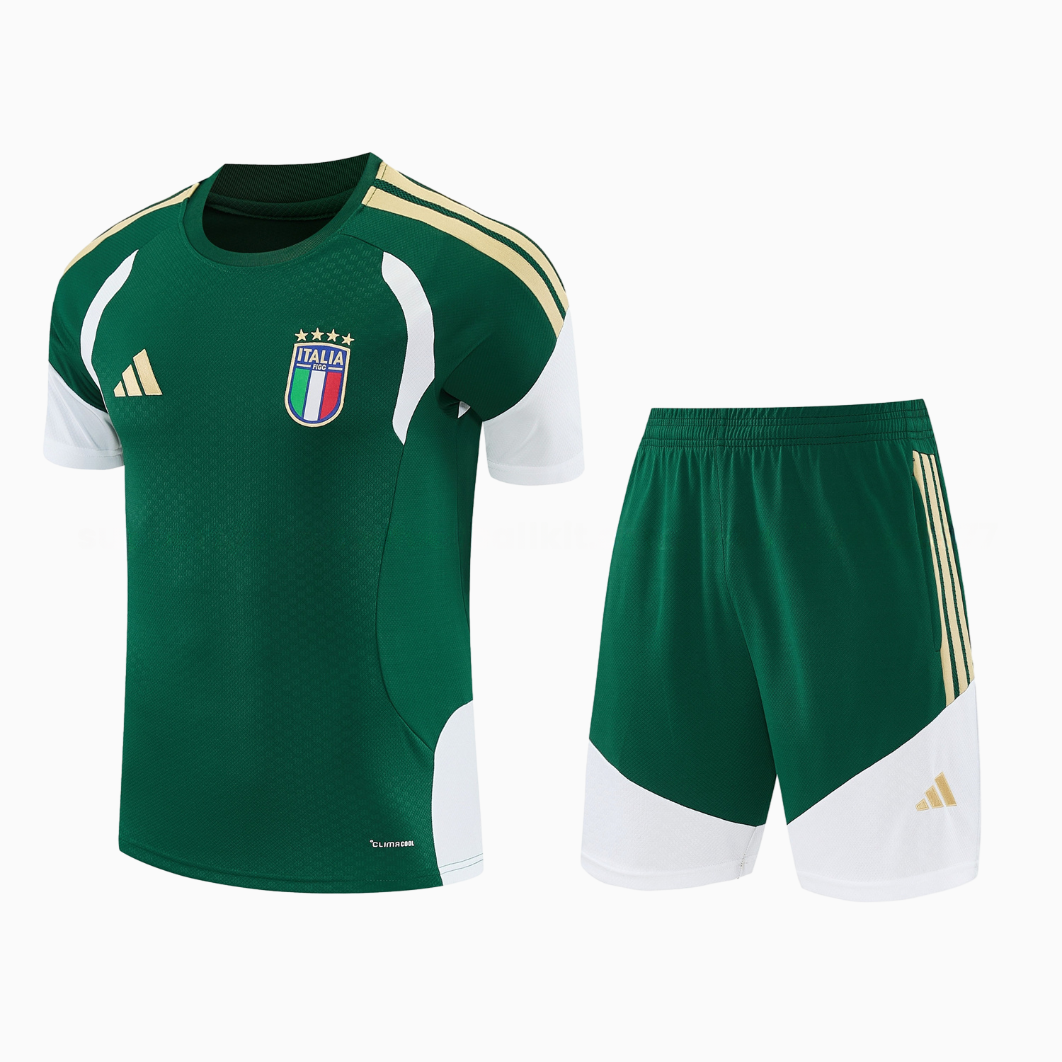 Italy 2026 Short-Sleeve Training Set - Green With White Top & Green With White Pants - UnitedFutballJersey
