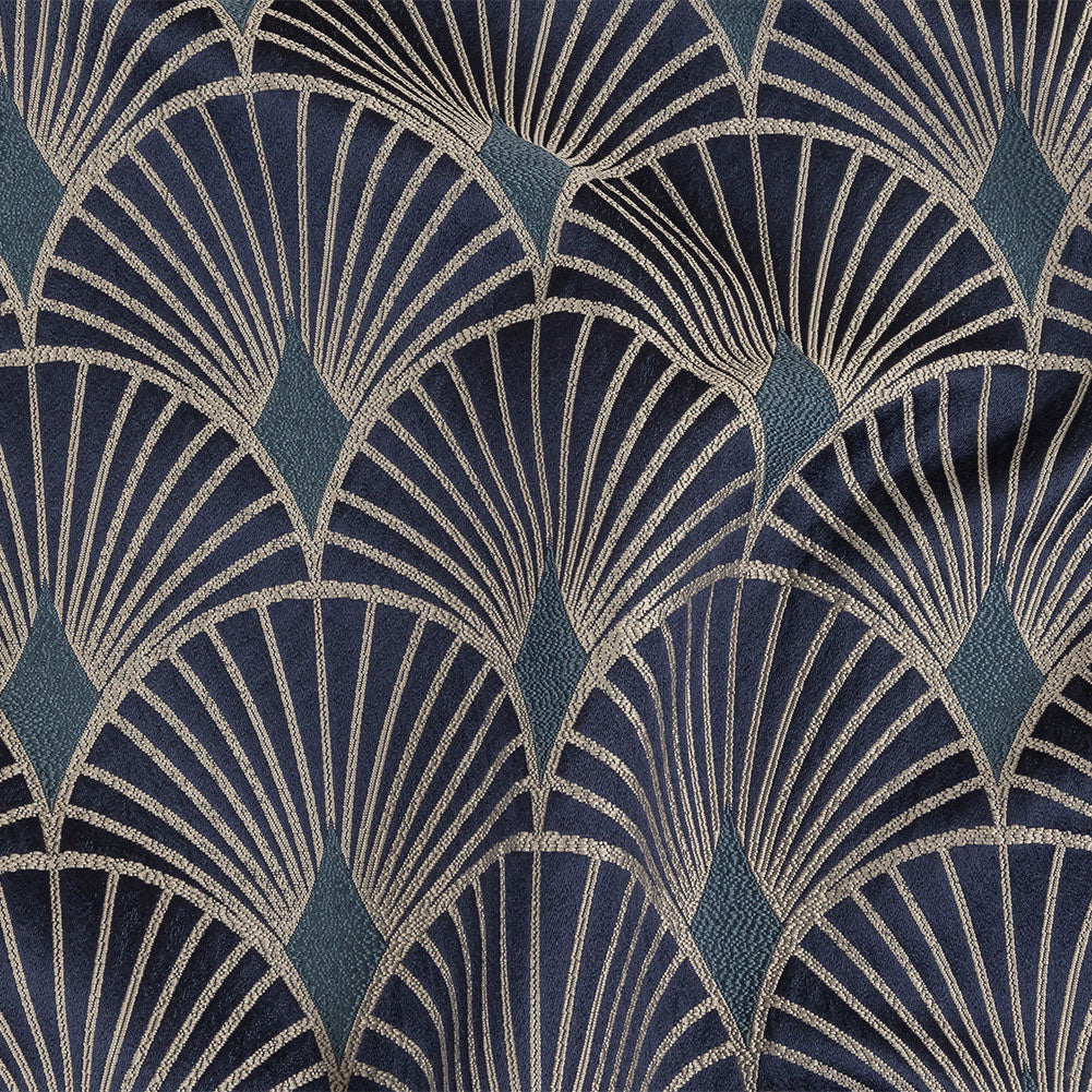 Drapery Jacquard - Sapphire Maze of Fans - British Imported - Joann Fabrics