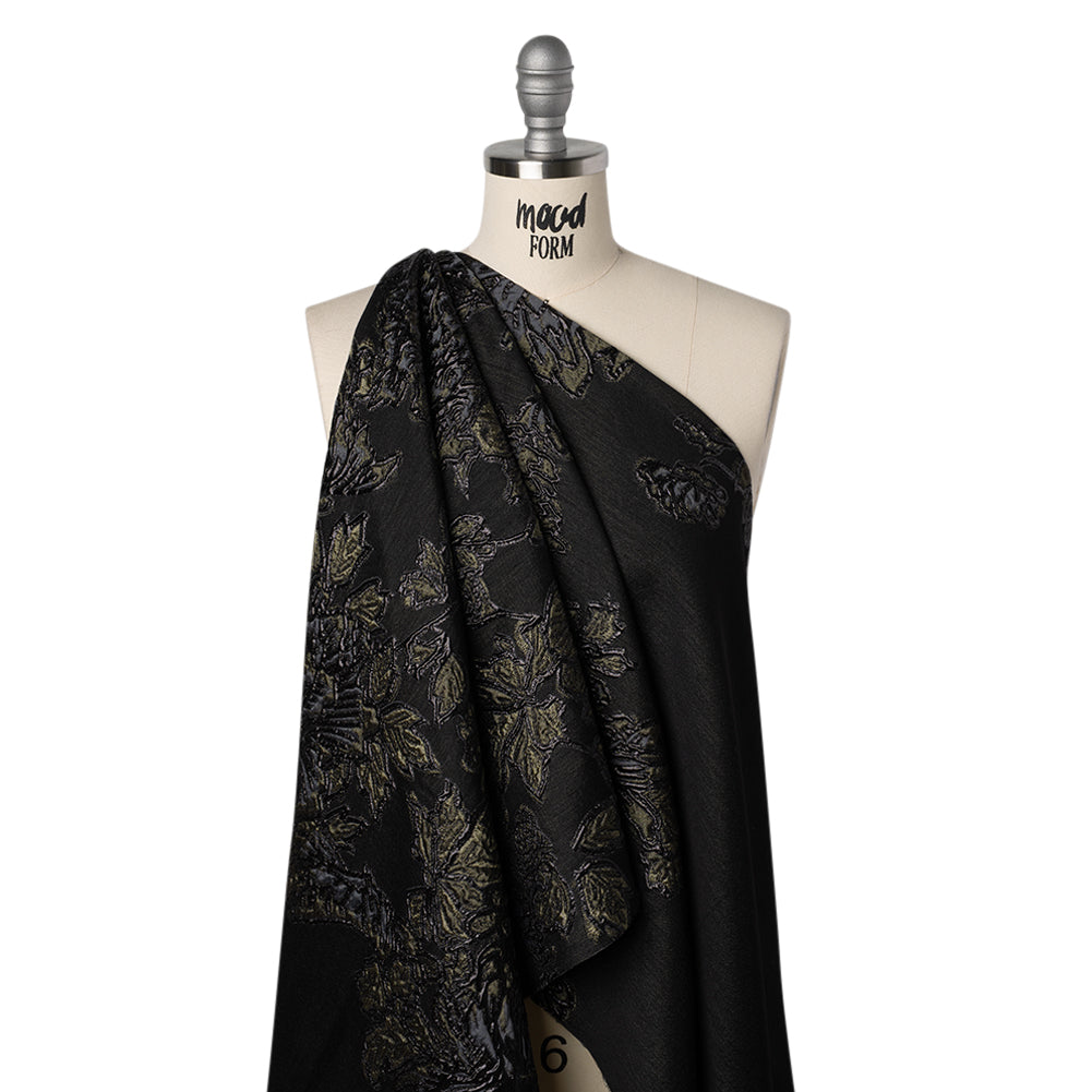 Metallic Polyester Blend Brocade - Olive Green, Black and Gray Fancy Flowers - Joann Fabrics