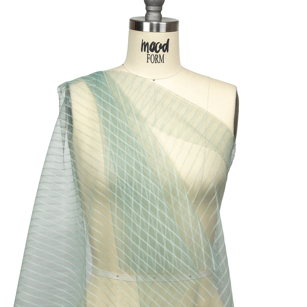 Embroidery Striped Tulle - Gray Green - Elsinore Collection - Joann Fabrics