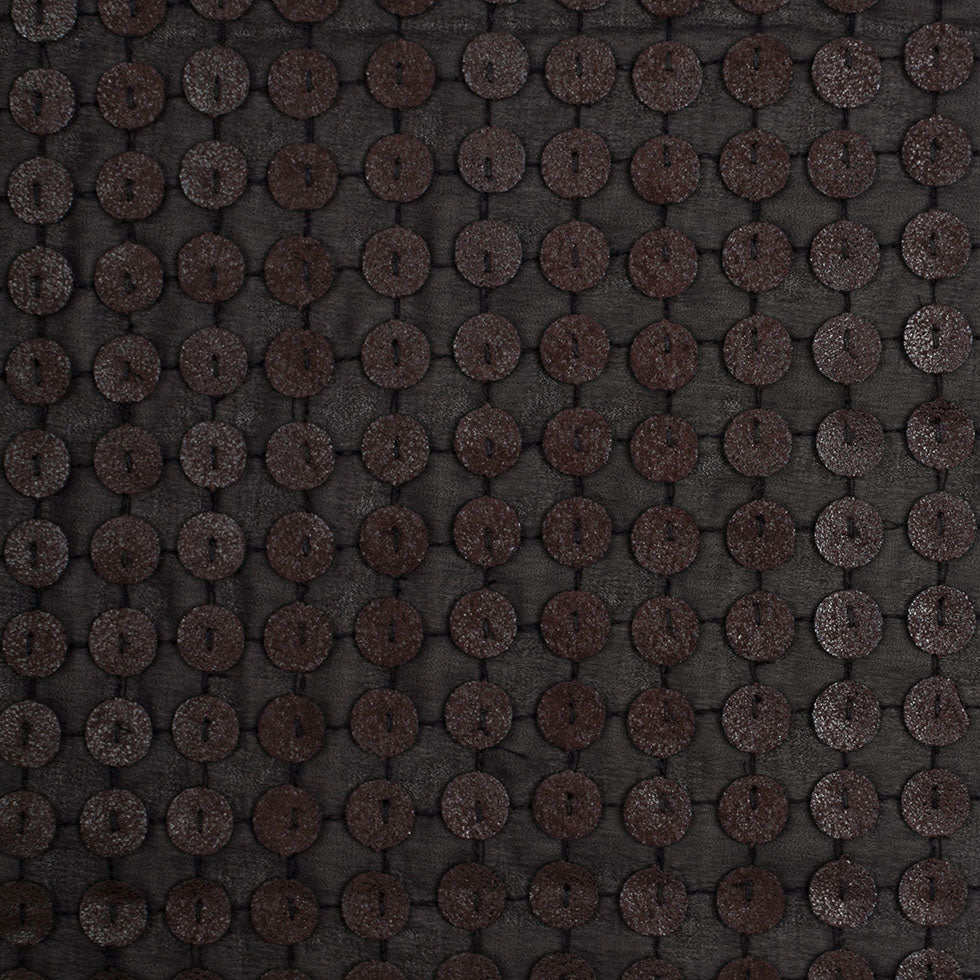 Black and Brown Circular Sequined Novelty Polyester Woven - Joann Fabrics