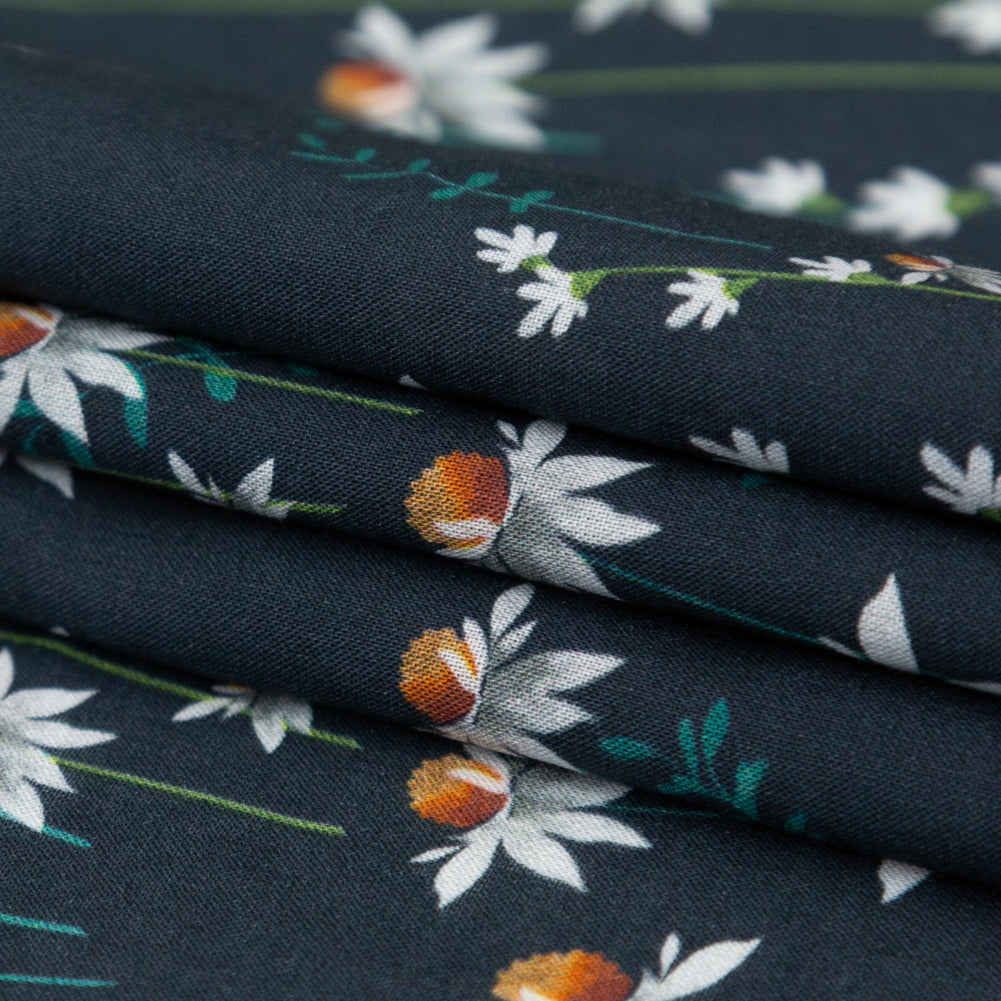 Cotton Voile Panel - Black Beauty Daisy Flowers - Growing Distant Print - Mood Exclusive Kenko Collection - Joann Fabrics