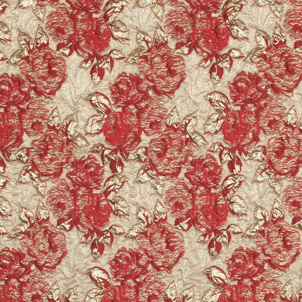 Red Luxury Floral Metallic Brocade - Joann Fabrics