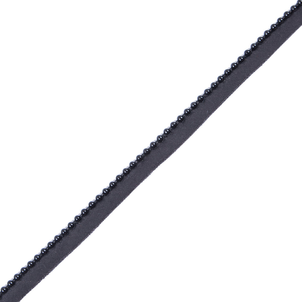 Black Beaded Trim with Lip - 1/2