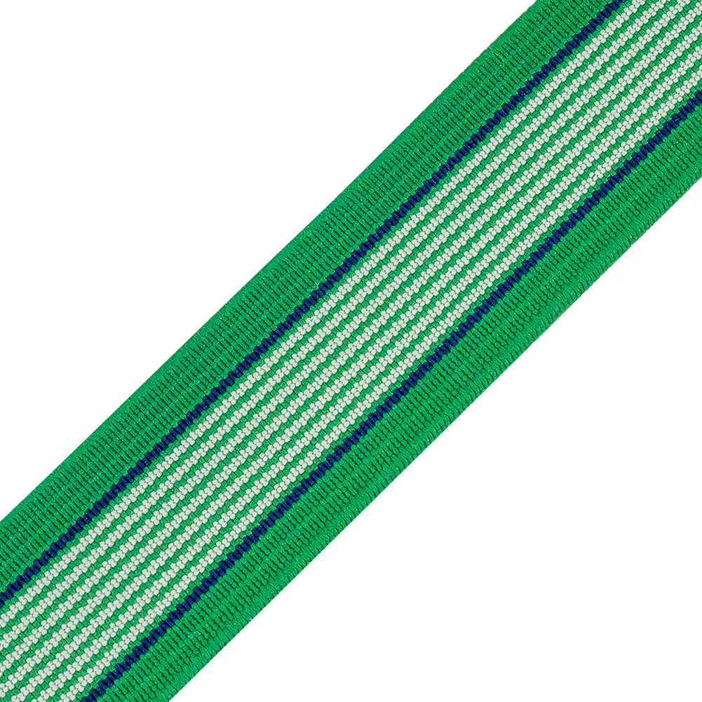 Frosty Green, White and Limoges Striped Elastic - 1