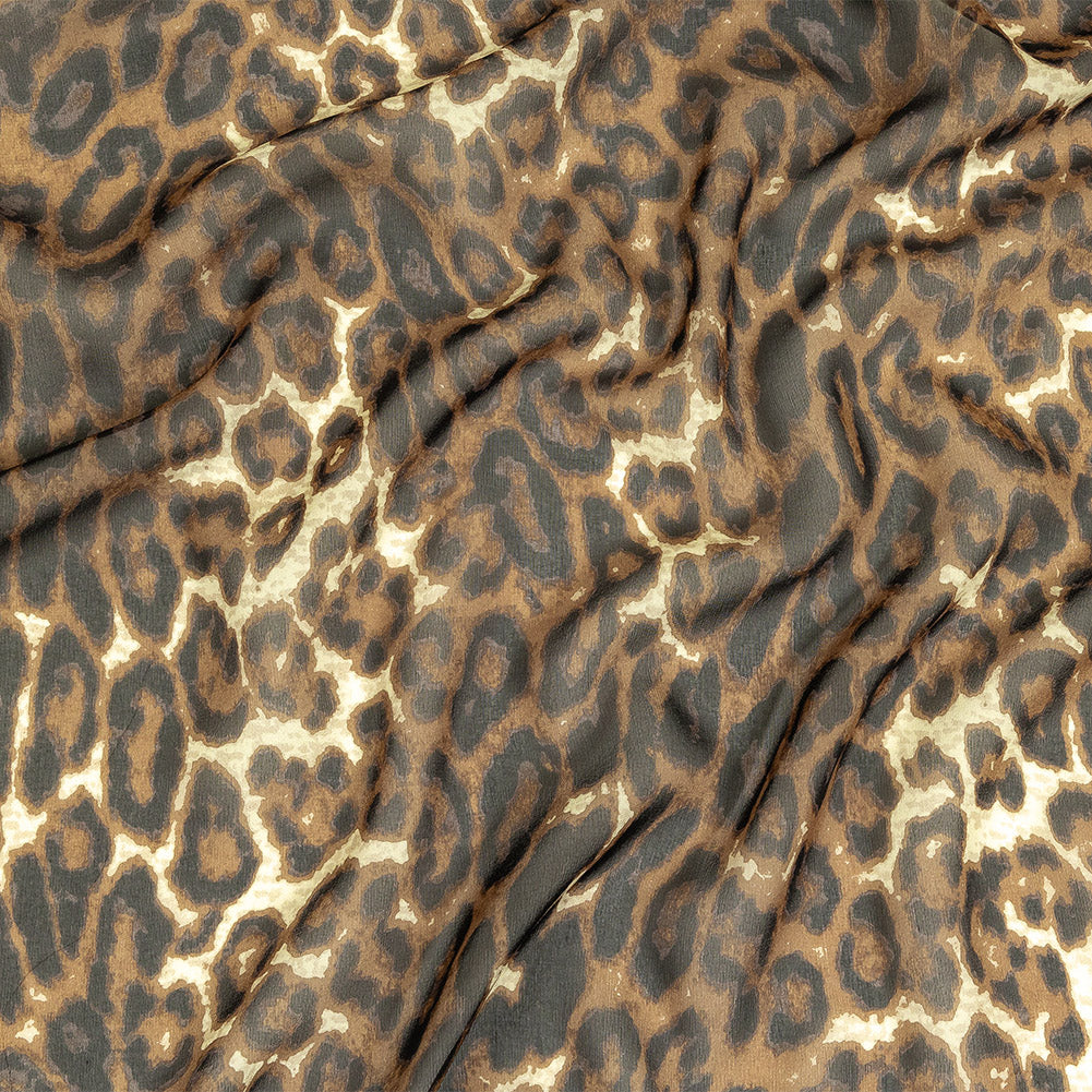 Ginger Snap and Forged Iron Leopard Print Silk Chiffon - Joann Fabrics