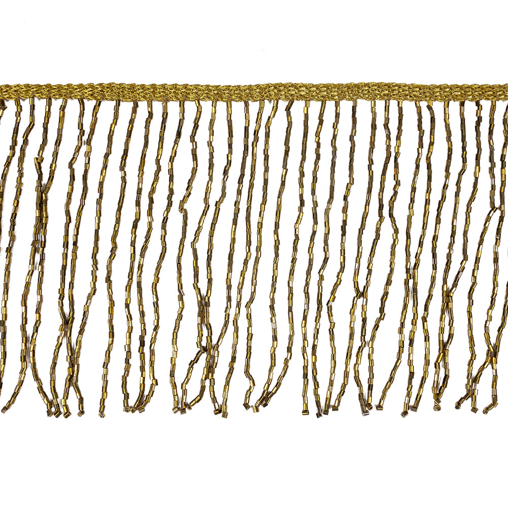 Dark Gold Beaded Fringe on Braided Lip - 5