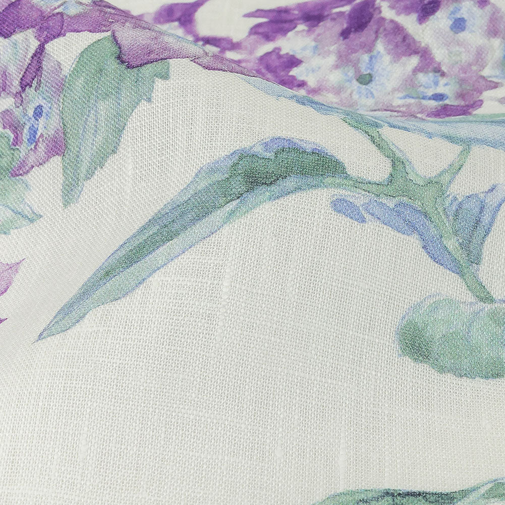 Purple, Green and White Hydrangeas Medium Weight Linen Woven - Joann Fabrics
