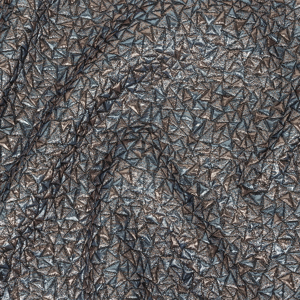 Mood Exclusive Metallic Rose Gold and Sky Blue Tactile Triangles Luxury Brocade - Joann Fabrics