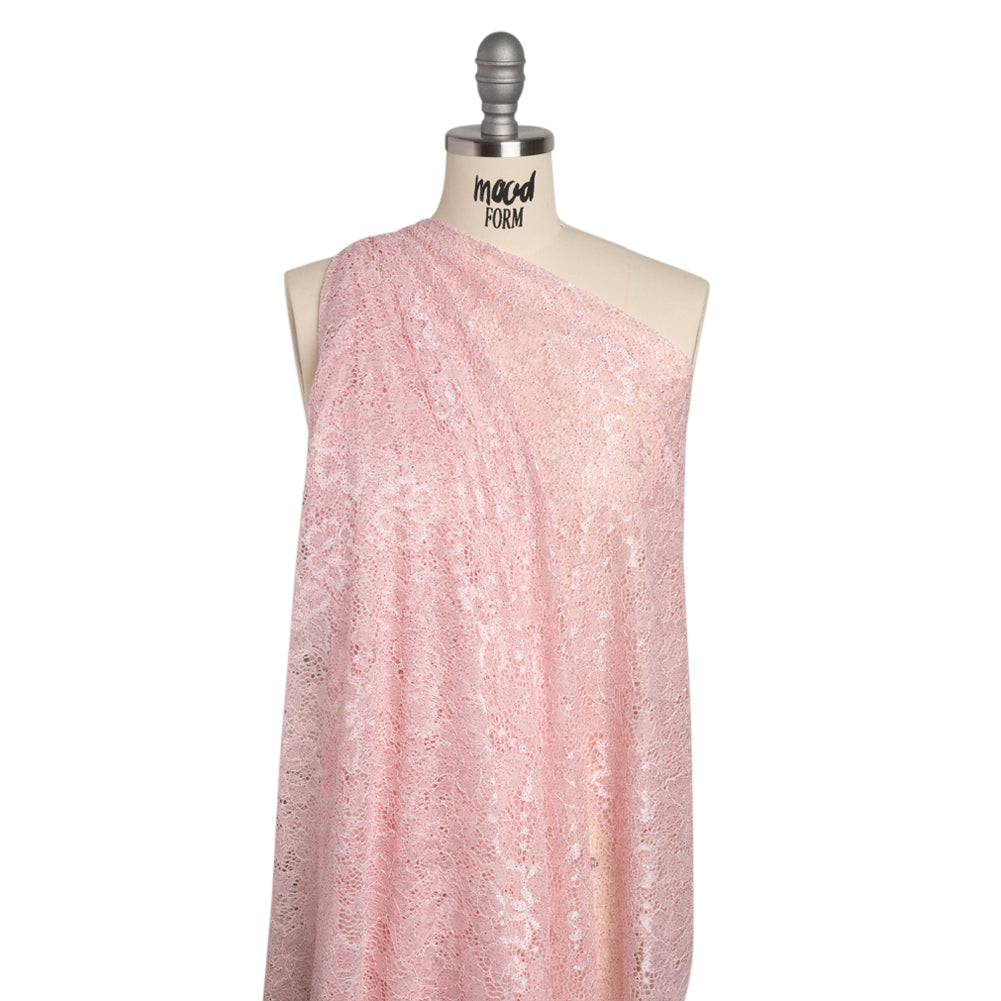 Stretch Corded Raschel Lace with All-Over Glitter - Pink on Pink Floral - Joann Fabrics