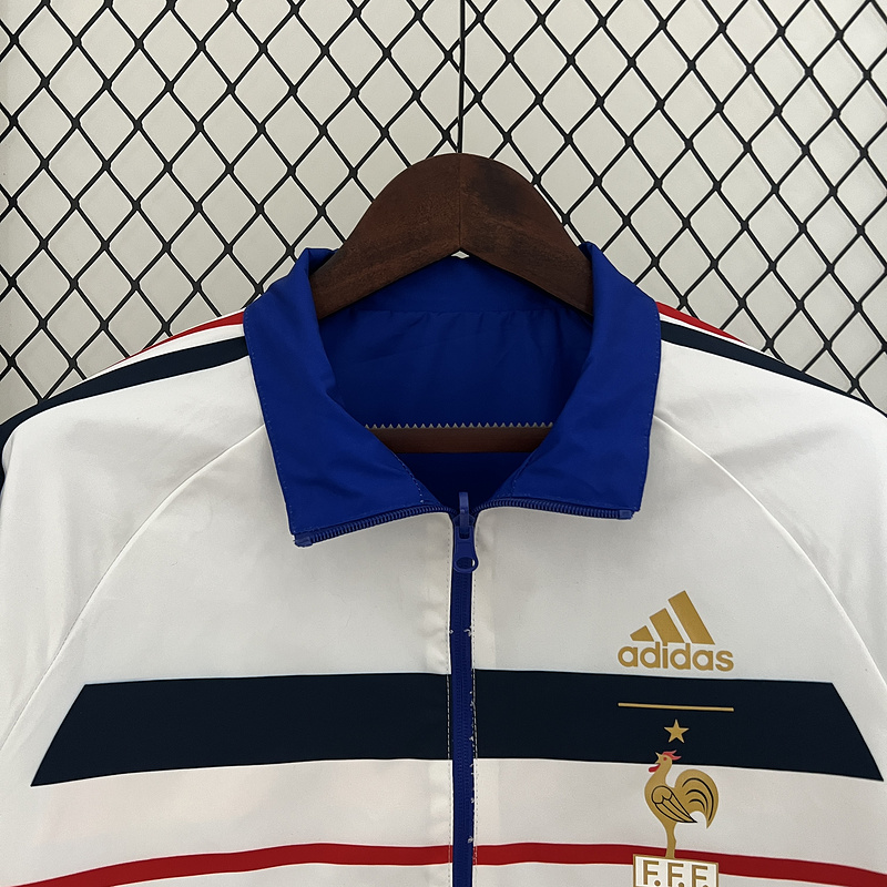 2024 France  (White-Blue) Reversible Windbreaker Soccer Jersey 1:1 Thai Quality