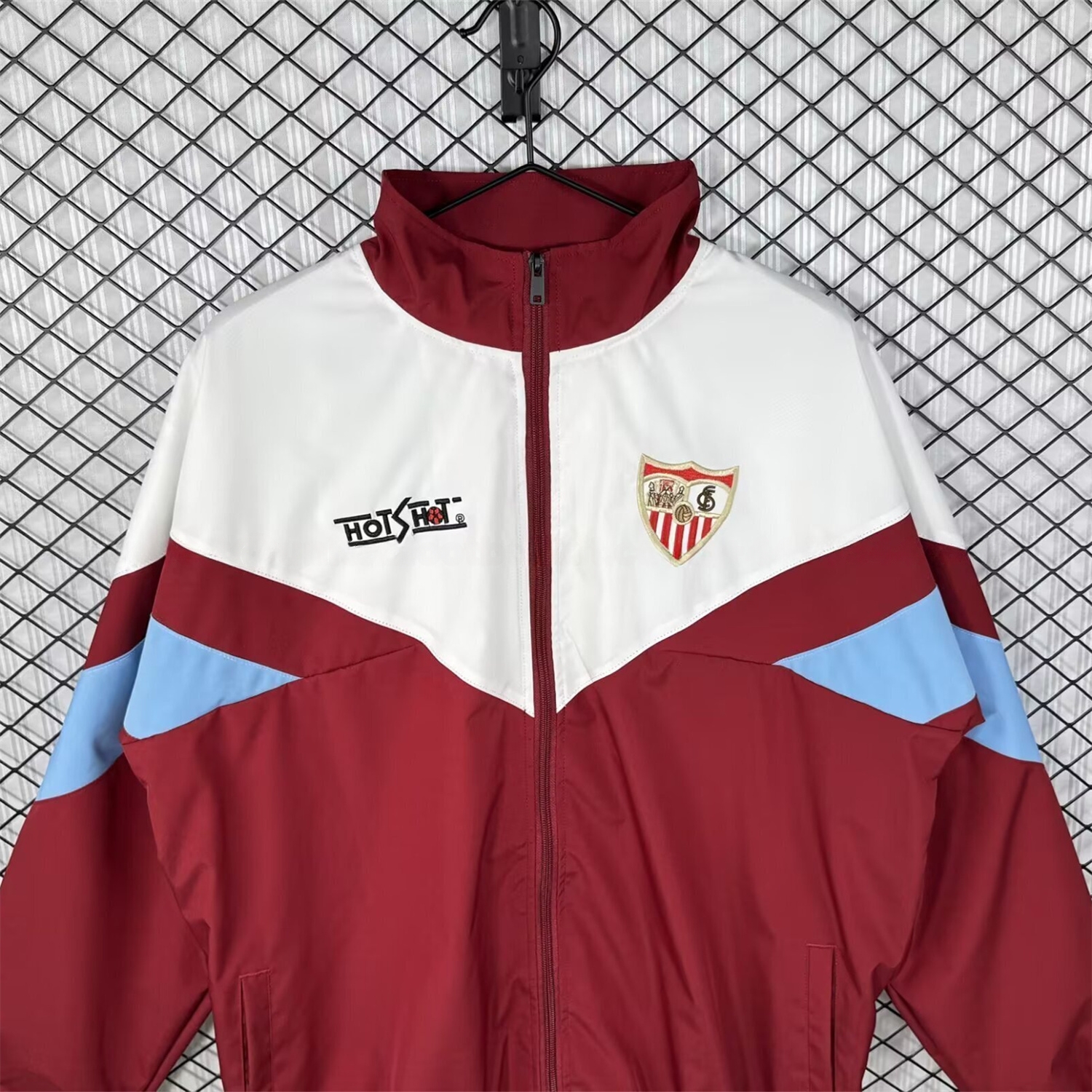 Retro Sevilla FC 1993-94 Home Windbreaker Jacket - White And Red - UnitedFutballJersey