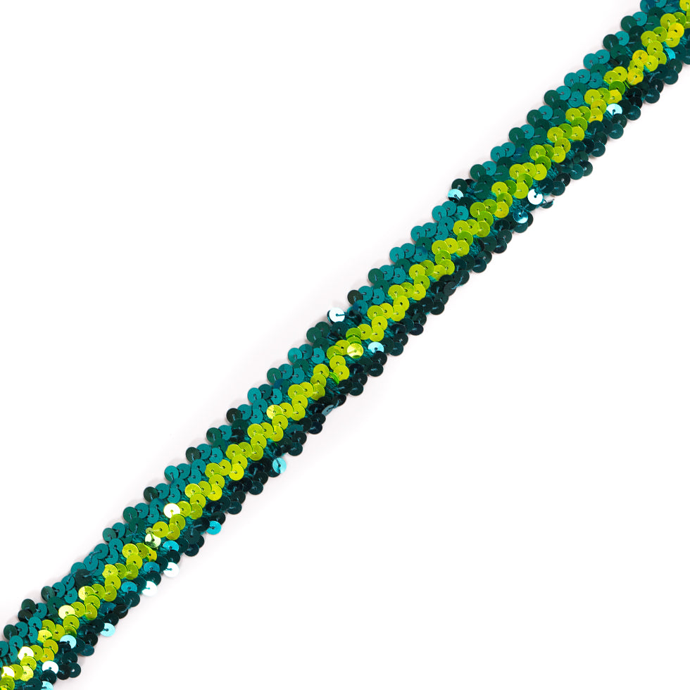 Teal/Green Stretch Sequin Trim - 1