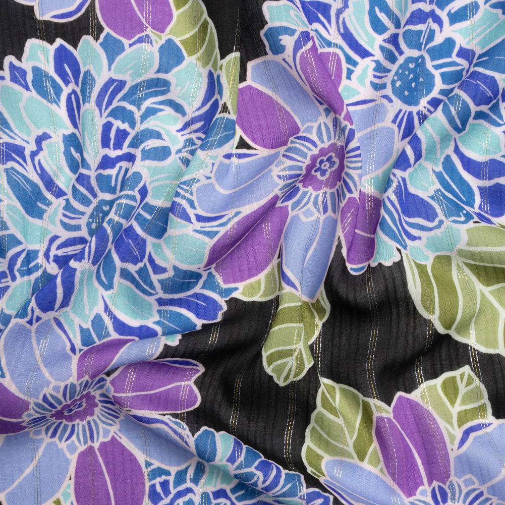 Mood Exclusive Black Grateful Gardener Metallic Pinstriped Viscose Dobby - Joann Fabrics