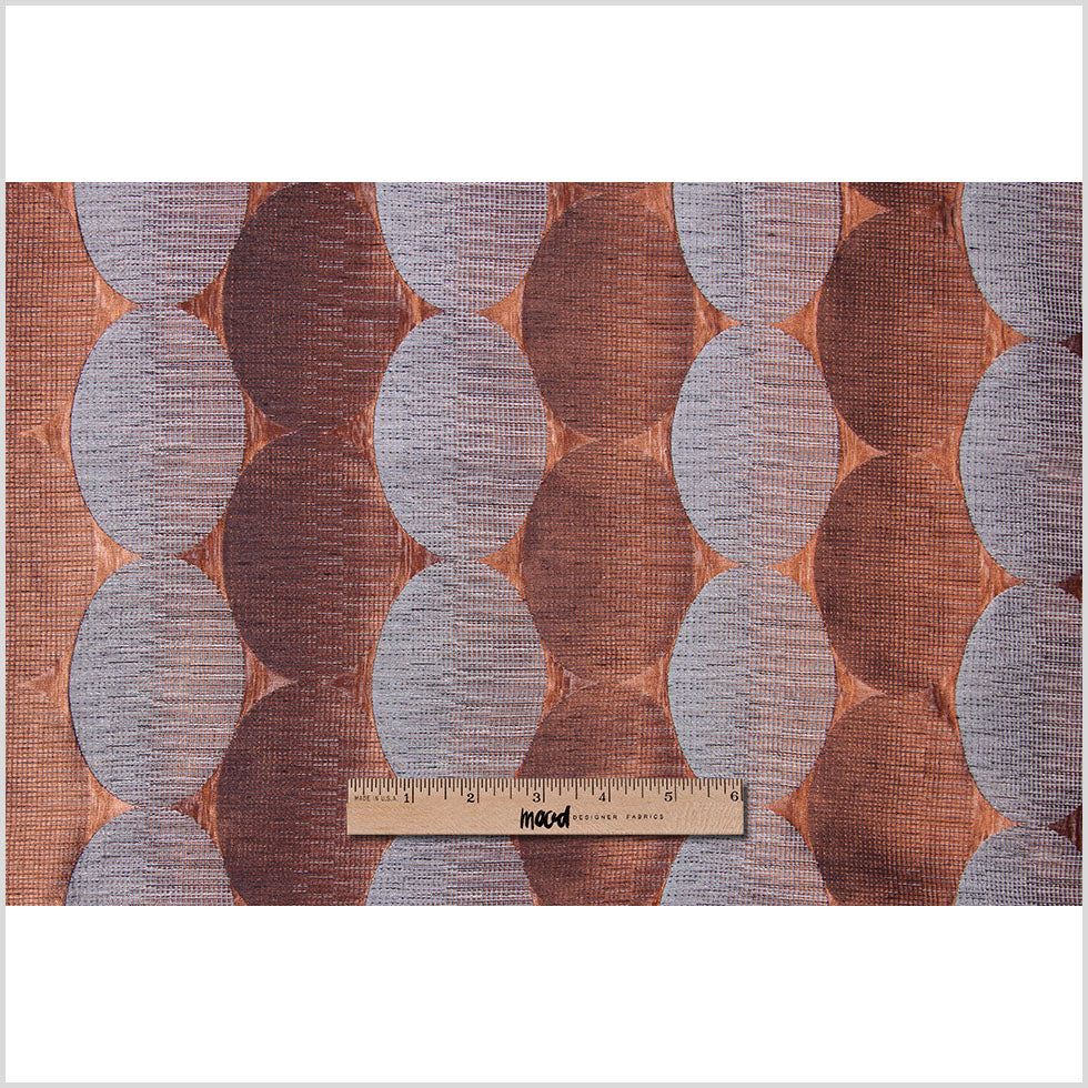 Henna/Gray Rows of Ovals Textured Jacquard - Joann Fabrics