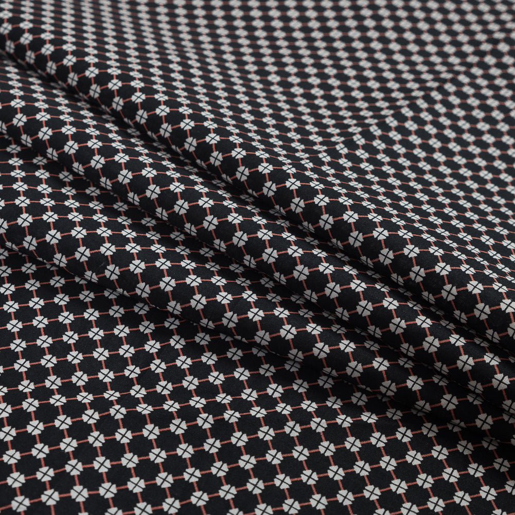 Cotton Voile - Black and Orange Geometric Lattice - Joann Fabrics