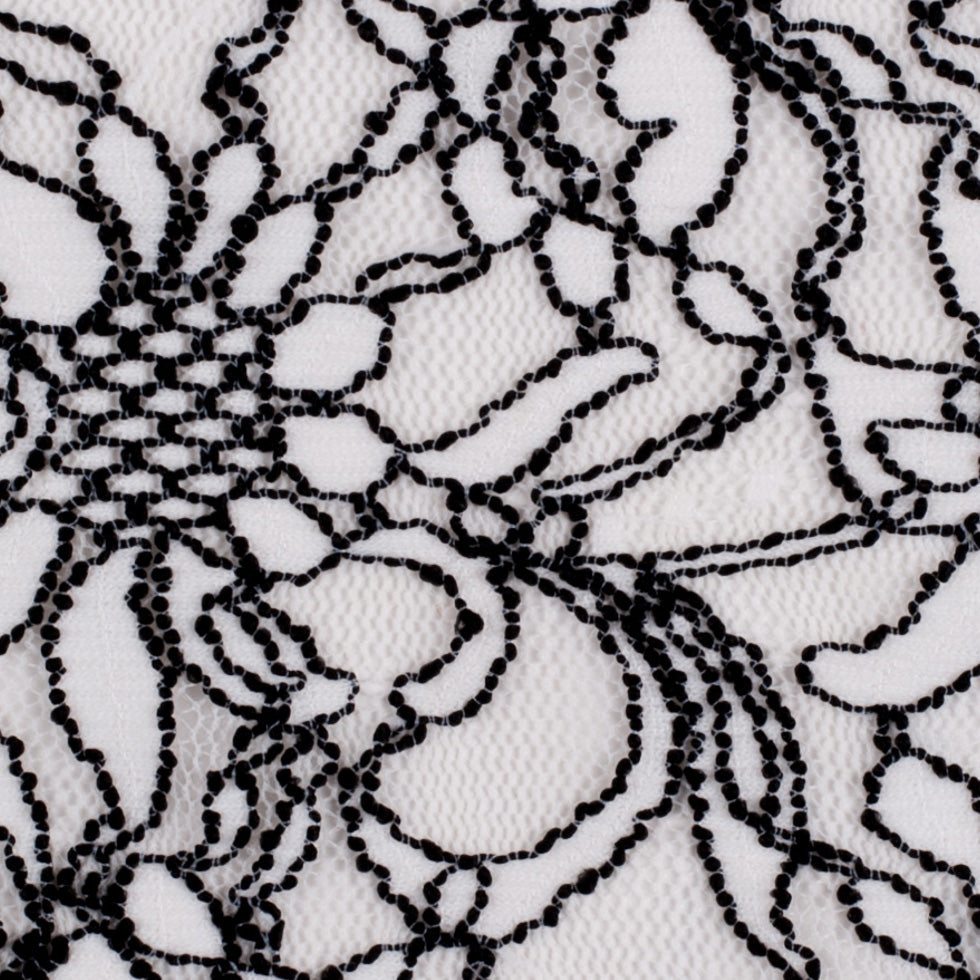 Famous NYC Designer Black/White Floral Crochet Lace - Joann Fabrics