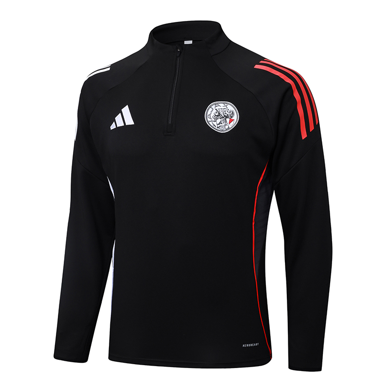 2025/2026 Ajax Half-Pull Training Suit Black Football Shirt 1:1 Thai Quality Set