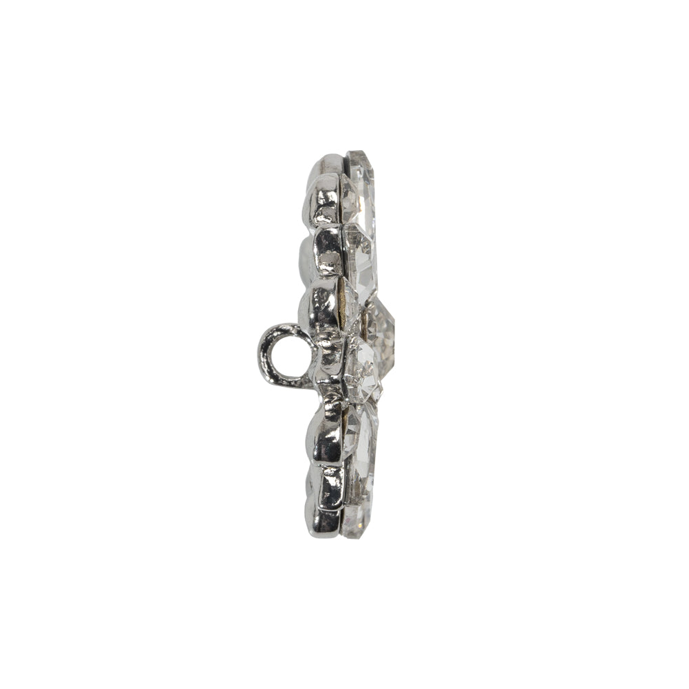 Rhinestone and Metal Shank Back Button - 38L/24mm - Crystal and Nickel-Free Silver Open Flower - Joann Fabrics
