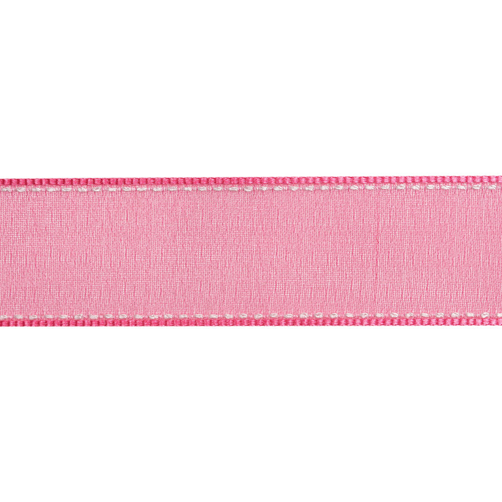 Sheer Ribbon with White Stitched Border - 1