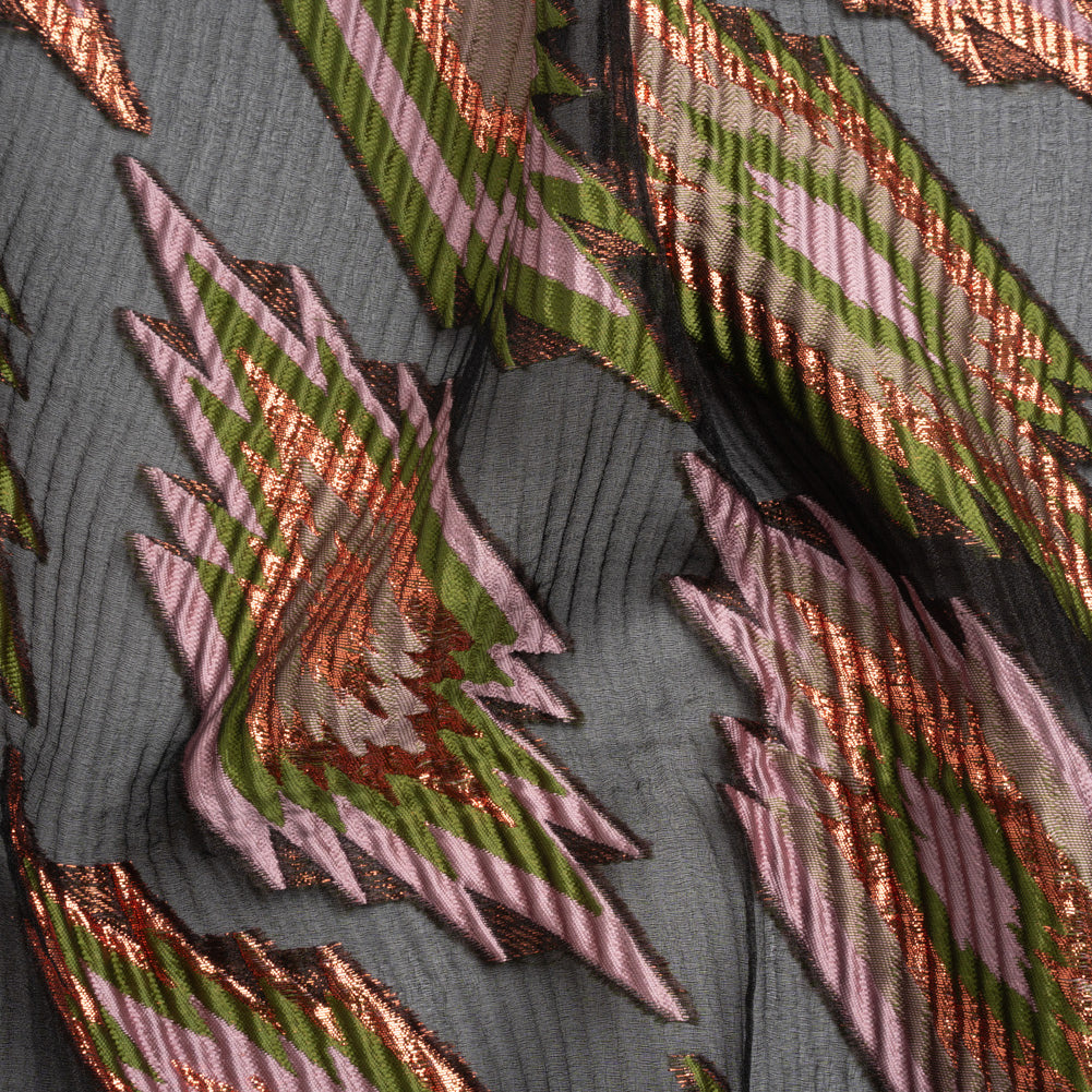 Metallic Copper, Mauve and Olive Exploding Stars Ribbed Luxury Burnout Brocade - Joann Fabrics