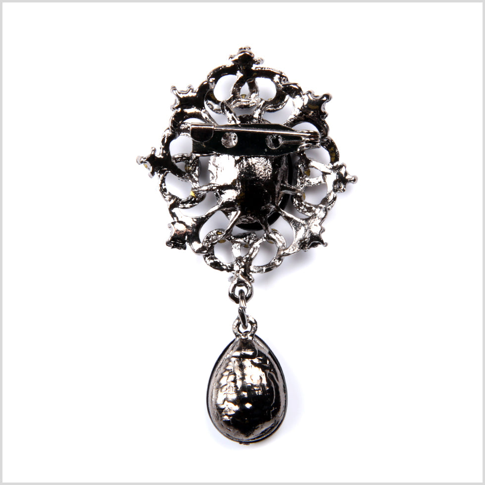 Italian Black Rhinestone Brooch - 2.25