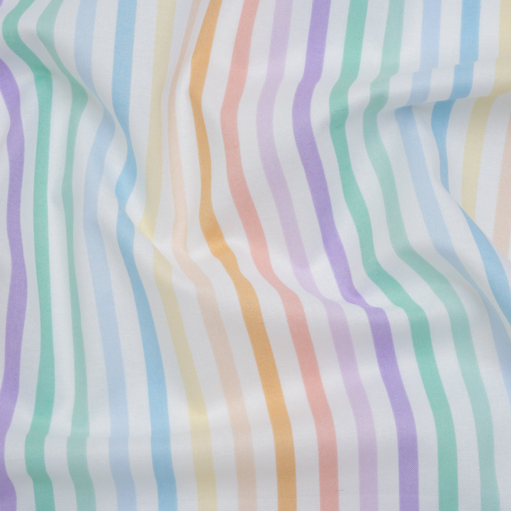 Printed Quilting Cotton by Ghazal Razavi for FIGO Studio - Pastel Rainbow and White Gummy Stripes - Dovetail Collection - Joann Fabrics
