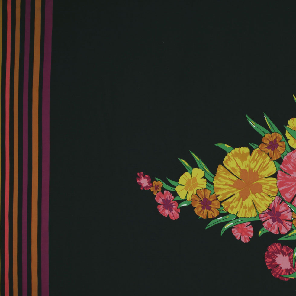 Italian Black Floral Poly Jersey Panel Print - Joann Fabrics