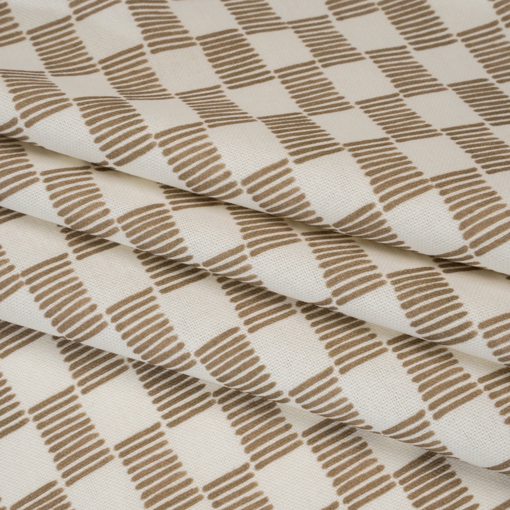 Brushed Cotton and Linen Canvas Print - Hazelnut Painterly Striped Check - British Imported - Joann Fabrics