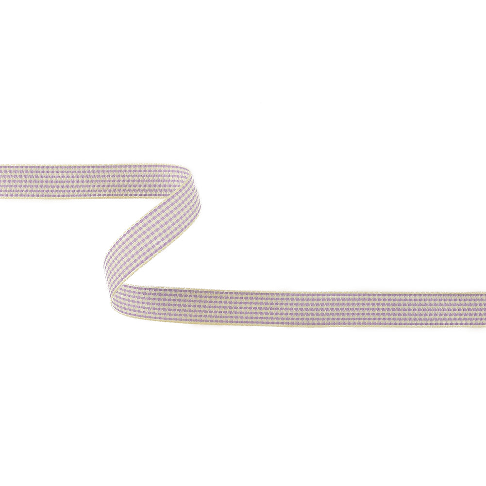 Lilac and Cream Houndstooth Check Woven Ribbon - 0.625